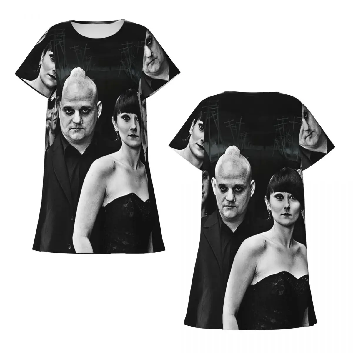 Custom MONO INC Goth Rock Music Short Sleeves Nightdress For Sleeping Women Short Sleeve Nightgowns Loose Pajama Dress