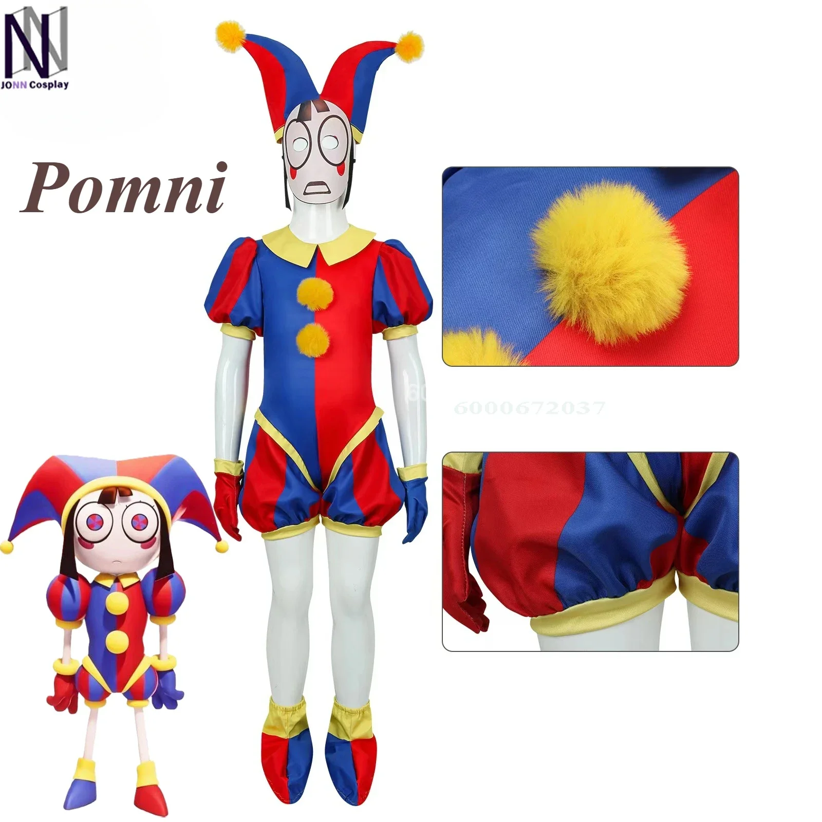 

2024 New Halloween Children's Clown Costume The Amazing Digital Circus Anime Pomni Cosplay Uniform Jumpsuit Mask Costume Cartoon