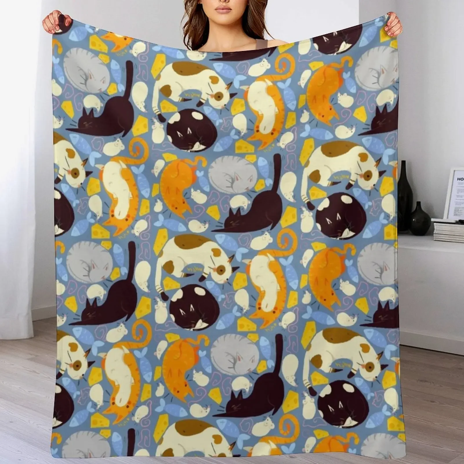 

Cute Cat and Mouse Pattern Throw Blanket Personalized Gift Luxury Throw Decorative Beds Fashion Sofas Blankets