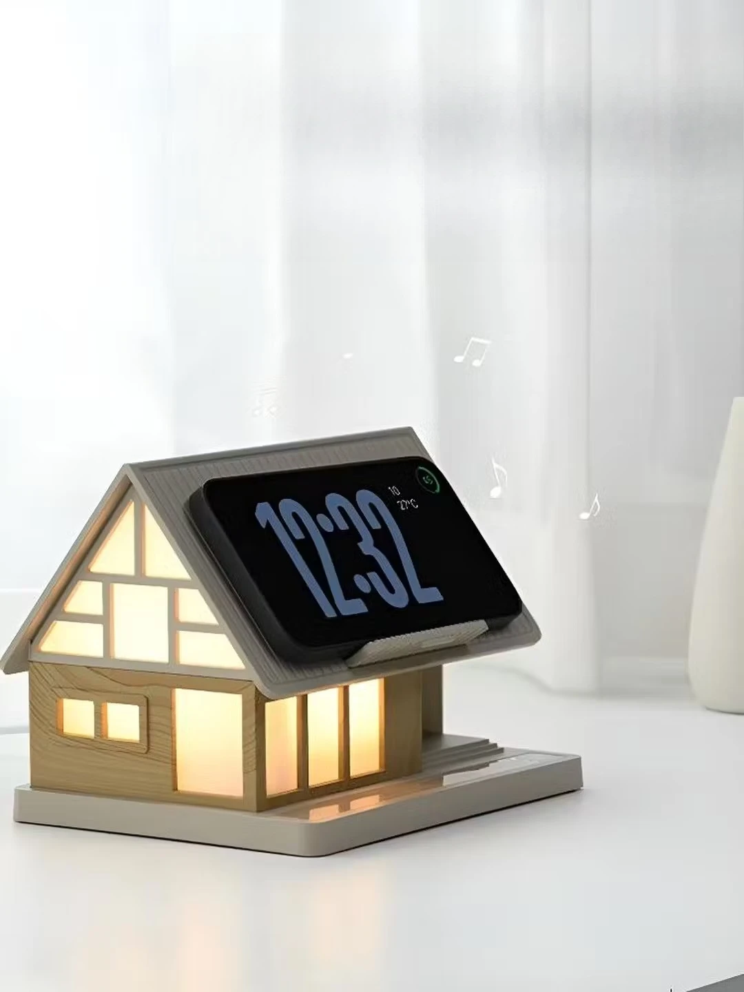 

Night light with white noise with wireless charging mobile phone holder bedside lamp Ambient light black 17*9.8*12.8cm
