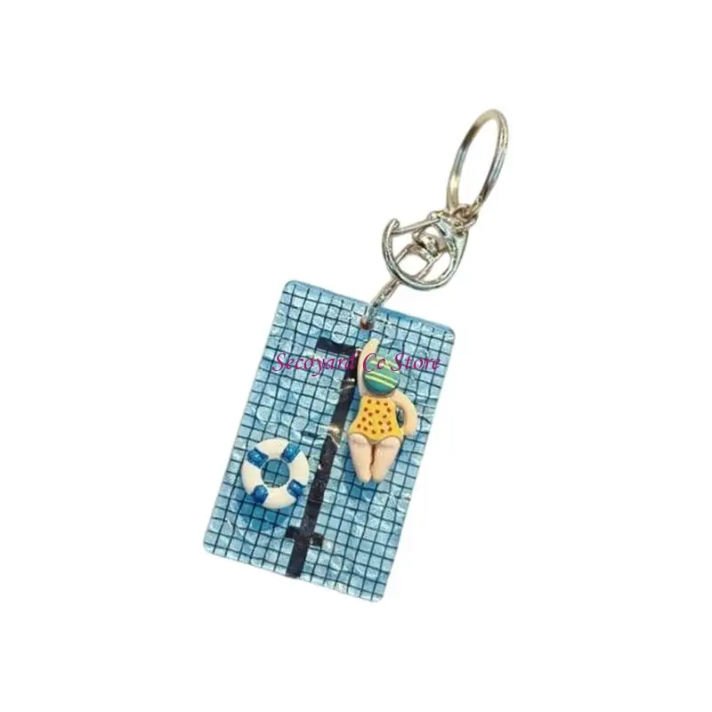 N3UC Miniature Couple Souvenir Keyring Waterproof Acrylic Gym Swimming Accessory