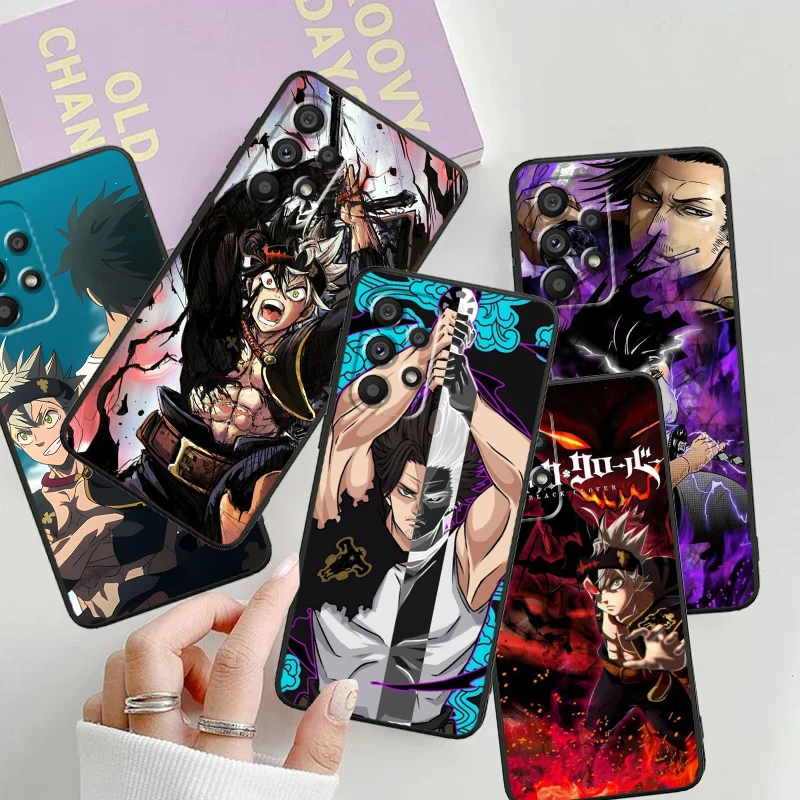 Black Clover Cartoon Cool For Samsung Note 20 10 Ultra Plus A31 A14 A12 A70 A34 A25 A04 A05 A15 A24 5G Black Funda Phone Case