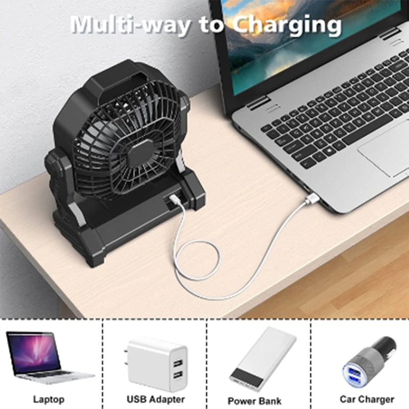 배터리 작동 선풍기, 저소음 및 조절식 헤드 선풍기, 다양한 활동용 소형 USB 선풍기