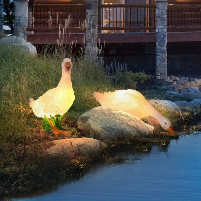 

LED Solar Powered Luminous Duck Outdoors Lights Courtyards Garden Animal Rural Gardens Lamps Net Red And Goose Lawns Decorations