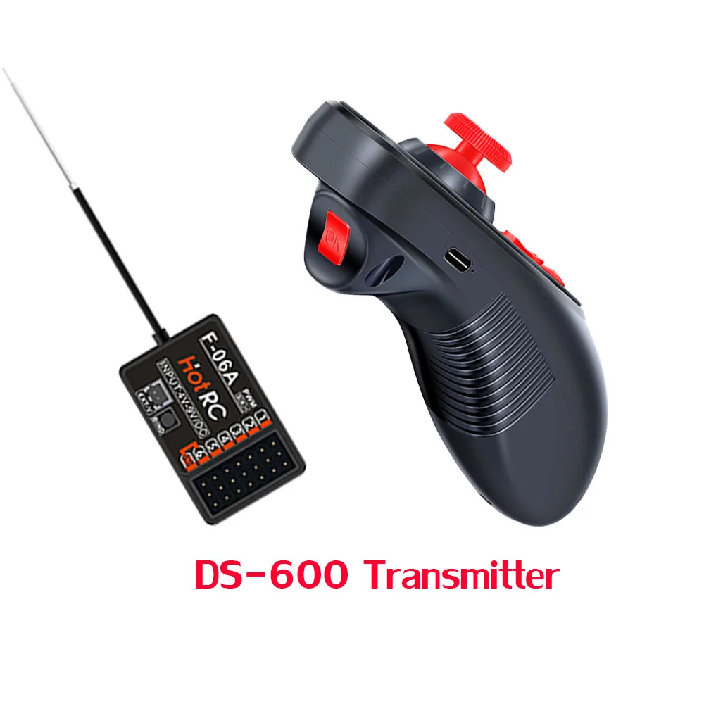 HOTRC DS-600 DS-4A 2.4GHz FHSS Radio System Transmitter Remote Controller  F-06A F-04A GFSK Receiver  For Model Fishing Boat