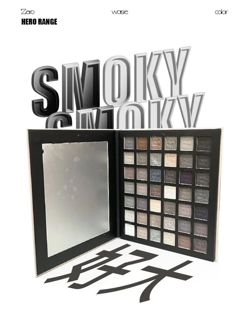 DIKALU Punk smoky Palette di ombretti a 42 colori Ombretto europeo chiaro Palette completa Grigio cemento Perlina opaca nera scura