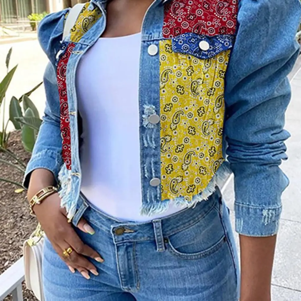 

SMR9925 Women's Slim-fit Denim Jacket Short Fashion Top for European And American Wear Platform