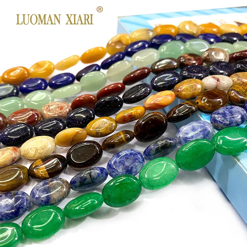 Wholesale Natural Stone Oval Shape Tiger Eye Agates Crystal Loose Smooth Spacer Beads for Jewelry Making Diy Bracelet 10x14mm