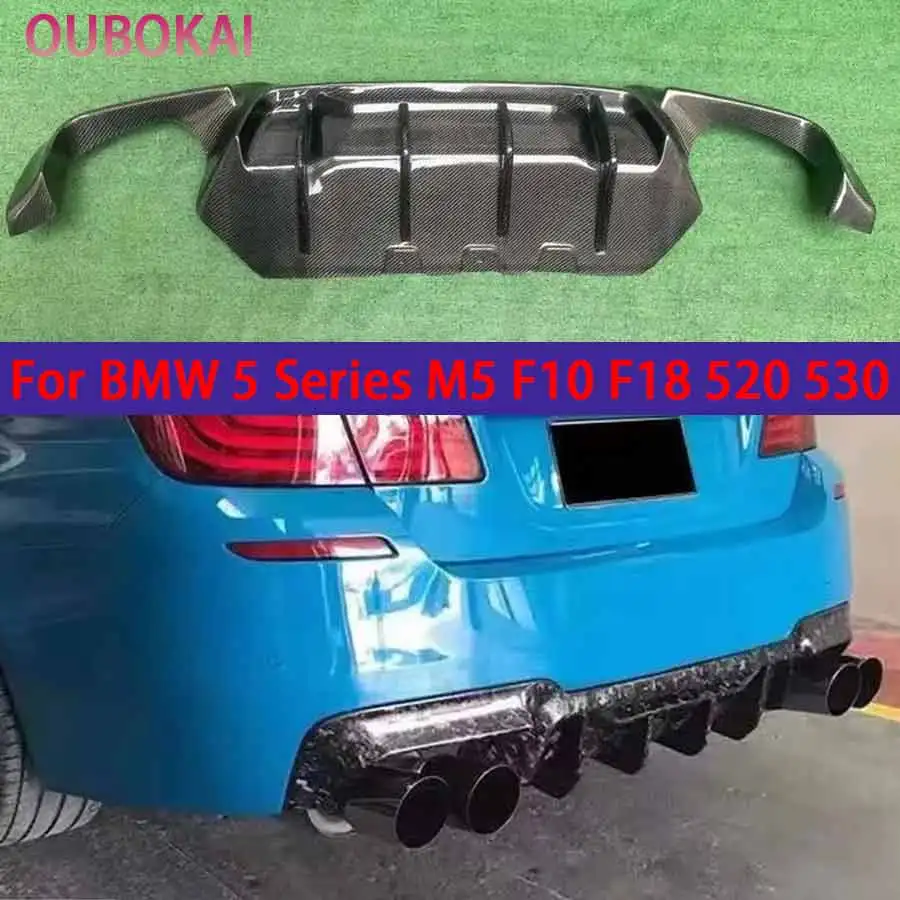 For BMW 5 Series M5 F10 F18 520 530 Sport R Style Carbon Fiber Car Rear Bumper Diffuser Rear Splitters Spoiler Back lip body kit