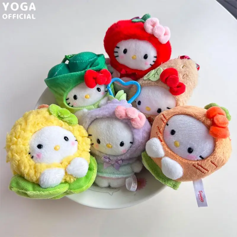 Bandai Cartoon Hello Kitty 10Cm Vegetable Series Plush Doll Keychain Couple School Bag Pendant Pp Cotton Filled Children's Doll