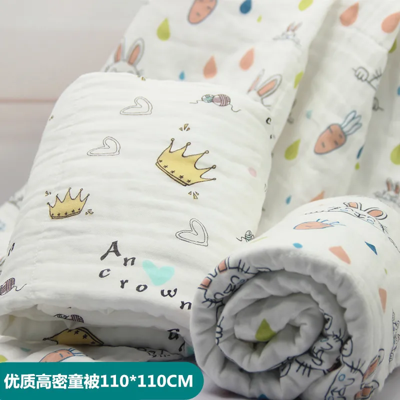 110*110CM  Children Super Soft High density Gauze Baby Bath Towel Six Layer Pure Cotton Quilt Absorbent Blanket  Cartoon Pattern