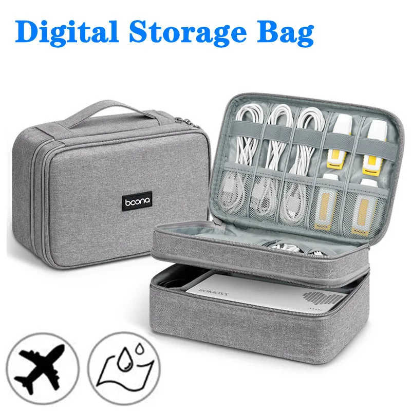 Cable Storage Bag Waterproof Digital Electronic Organizer Portable USB Data Line Charger Plug Storage Bag Travel Cable Organizer