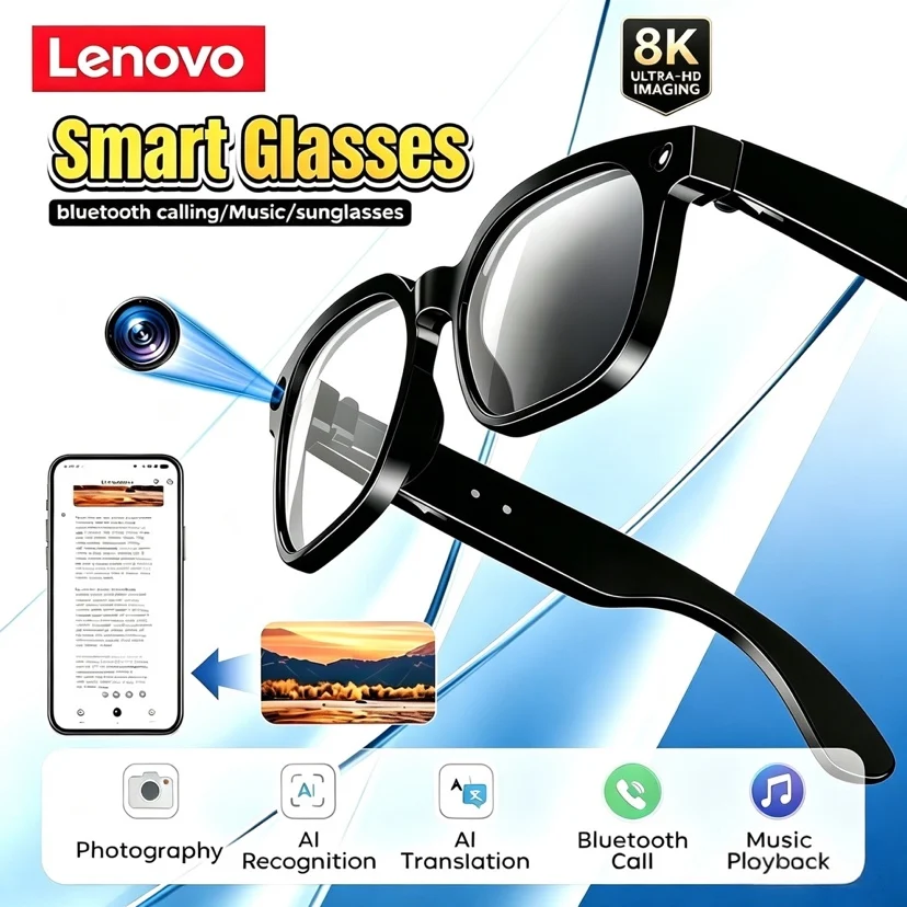 レノボ-4k-8mp-スマートグラス-メンズ-hdカメラ-言語翻訳-chatgpt-wifi-ビデオ録画-bluetooth通話-オーディオグラス-レディース