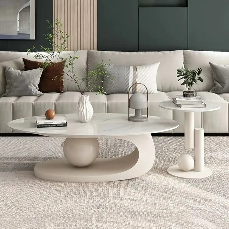 

Minimalist Coffee Table Home Luxury Small Living Room Furniture Marble Oval Low Coffee Table Round Muebles Lounge Decoration