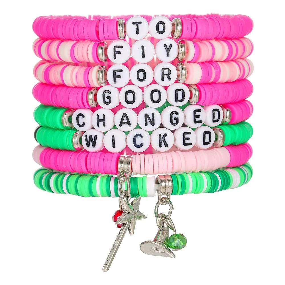 6pcs/set Magic Stick Hat Charms Bracelet Colorful Clay Beads Couple Bracelets Wicked Bracelet Friend Jewelry Gifts