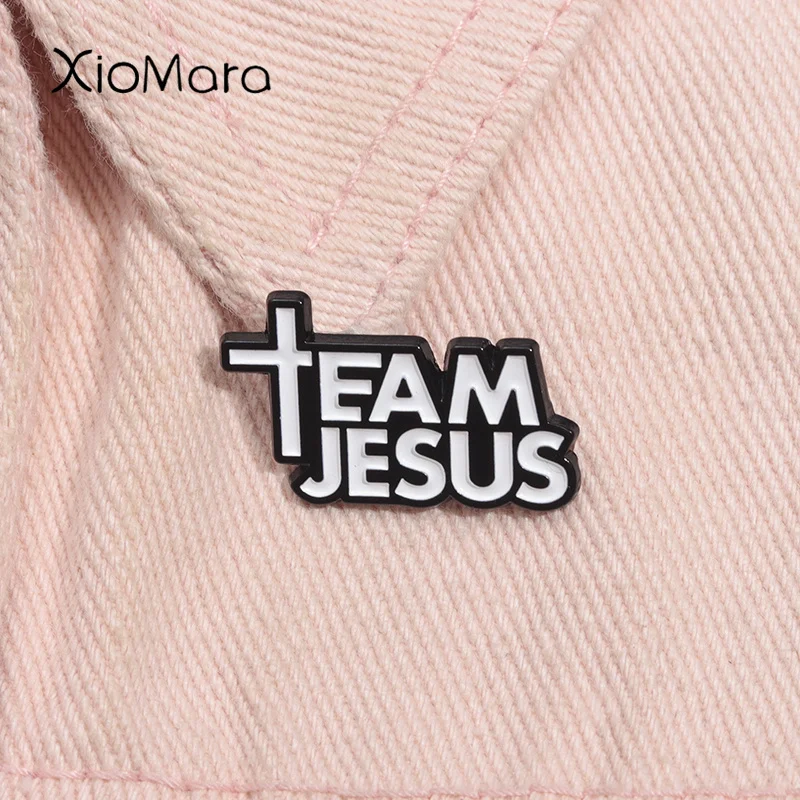 Team Jesus Enamel Pin Christian Faith Pray God Religious Brooch Lapel Backpack Badge Clothing Jewelry Accessories Gift Wholesale