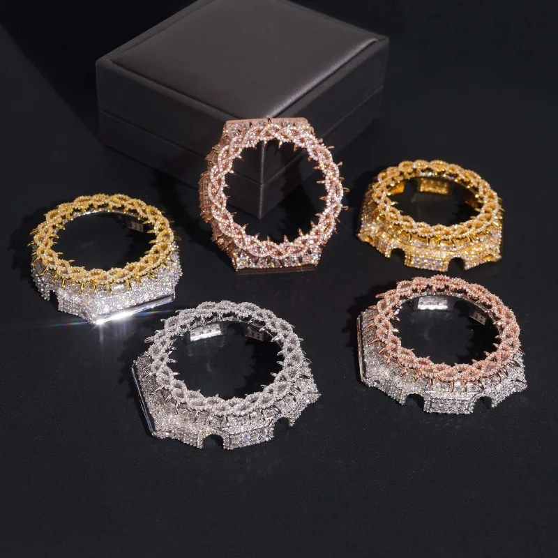 LYEE CYEE Gear-Edge Watch Case: Iced with Moissanite, Hip-Hop Style in Gold/Silver/Rose Gold. 5pc Set for G-Shock in Premium Cas view 3