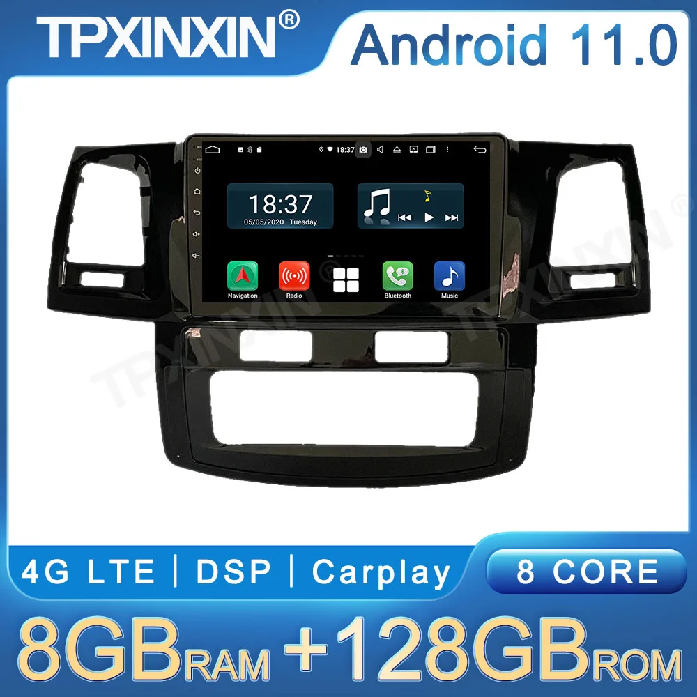 8+128G Android 11 Screen For Toyota Hulix Fortuner 2008 Car Radio GPS Navigation Multimedia Stereo Player Navi Carplay DSP