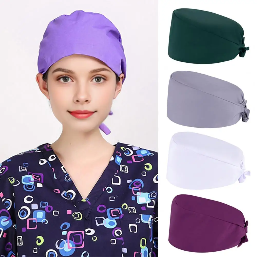 Nurse Doctor Hat with Built-in Sweat-Absorbent Terry Cloth Dentist Cap with Adjustable Elastic Band for Salons Waiters Labs Vets