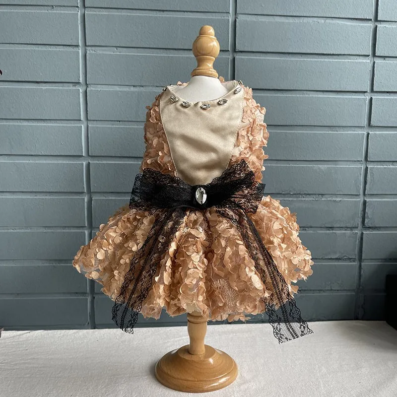 

Handmade Dog Clothes Pet Supplies Satin Unique Champagne Gold One Piece Wedding Dress Holiday Birthday Walks Poodle Chihuahua