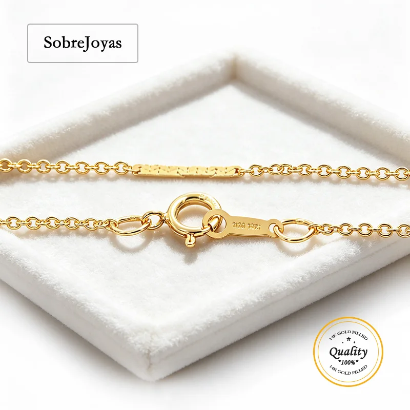 14K Gold Filled Necklace Flat Bar Cable Chain with Spring Clasp Minimalist Women's Jewelry in 40/45/50CM Wholesale Options