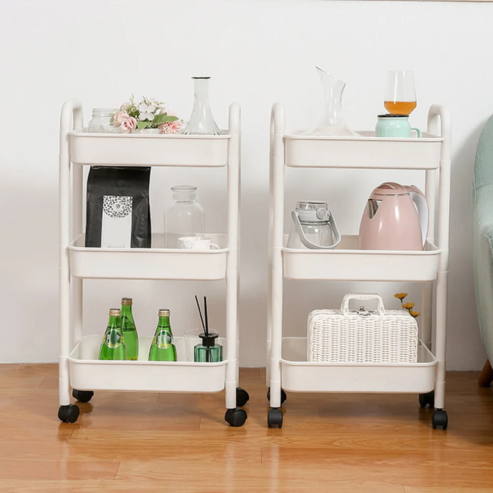 

Mobile Storage Rack Kitchen Cart on Wheels with Trolley Roller Small Rolling Movable Bookshelf Organization Dorm