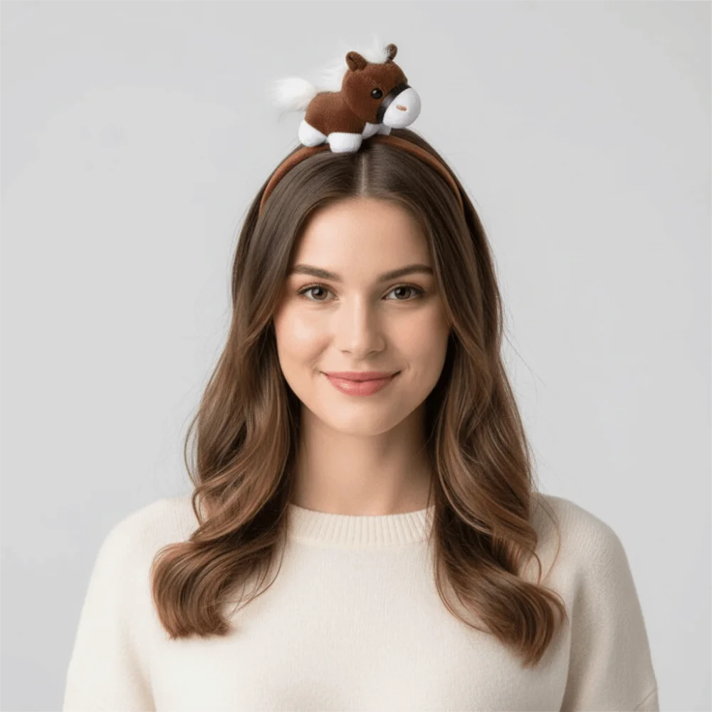 Niedlicher Cartoon-Pferdehaarreifen, Maskottchen, Pony, Pferd, Stirnband, viel Glück, Kopfbedeckung, Kopfbedeckung, Party-Dekoration