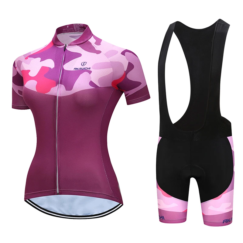 

Summer Women Bicycle Cycling Sets Anti-sweat Camouflage Design 3D Padding Cushion Sport Jerseys Customized/Wholesale Service