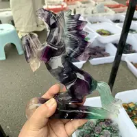 15-20MM Natural Rainbow Fluorite Horse Carving Animal Reiki Healing Fengshui Stone Holiday Crafts Gifts 1pcs 2