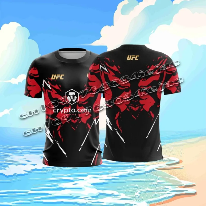 

Лето 2022, модная быстросохнущая и дышащая футболка UFC для болельщиков бокса, мужская тренировочная футболка с короткими рукавами
