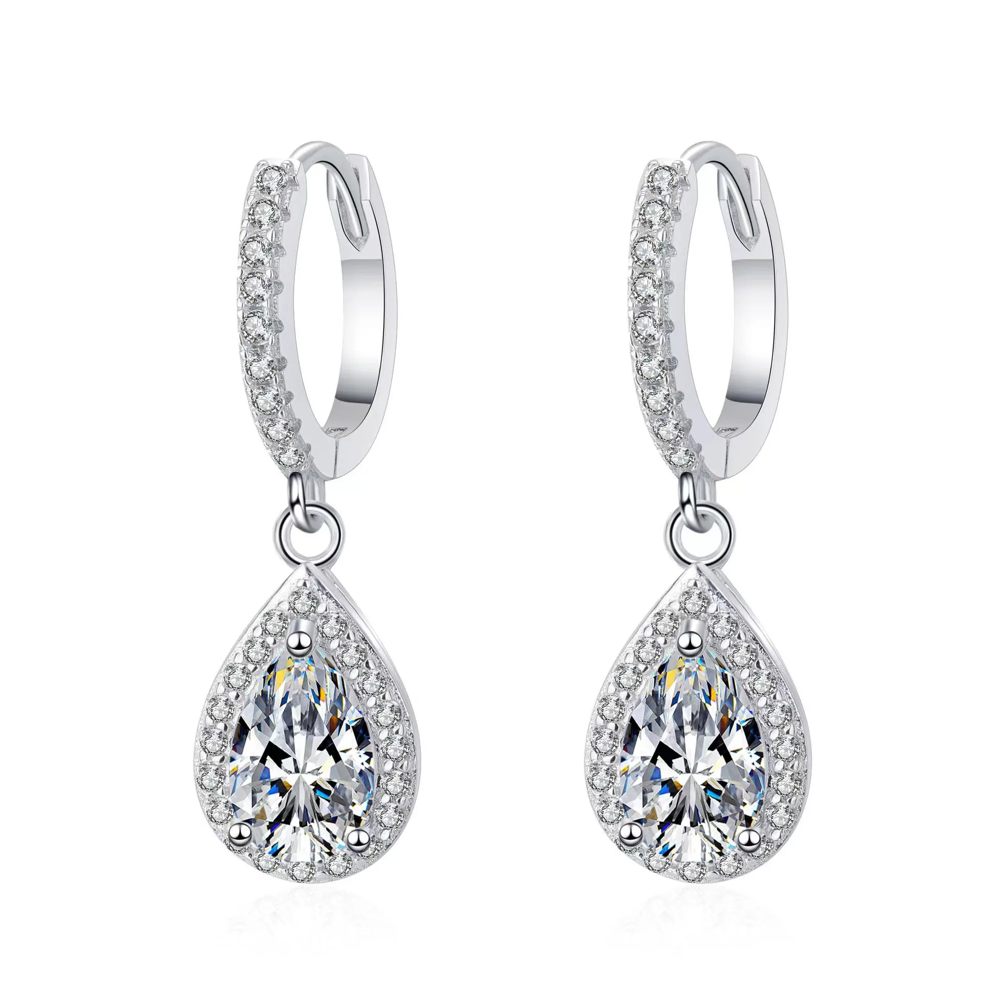 

high quality 1ct vvs D color pear cut moissanite jewelry women hola 925 sterling silver earring