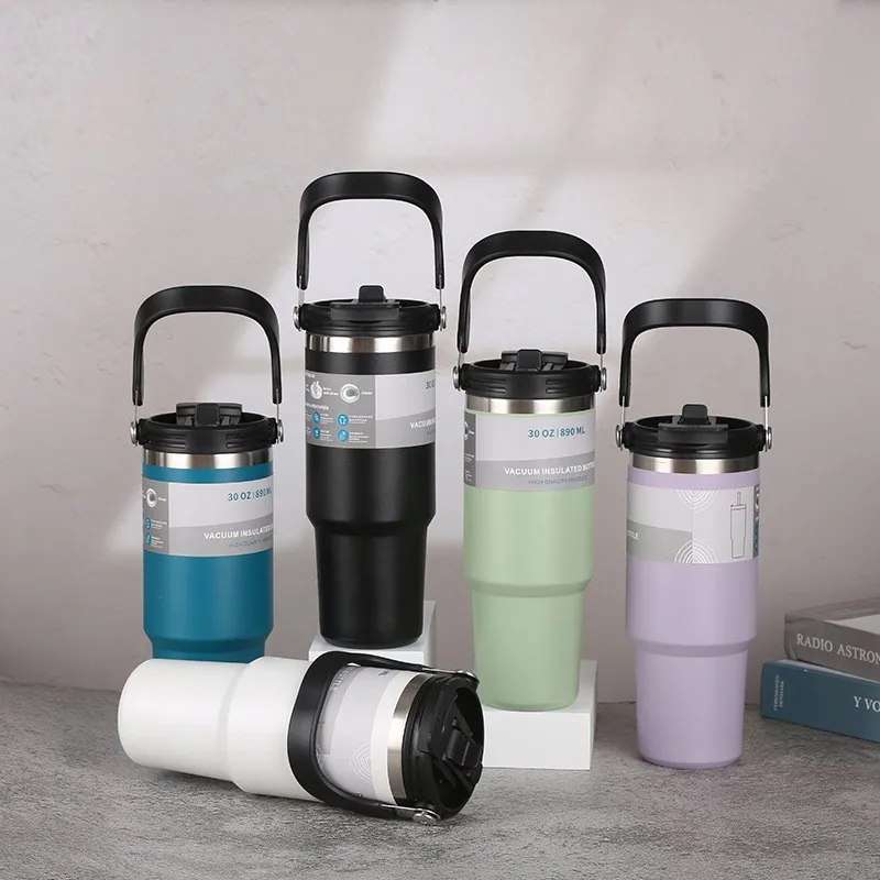 Hot Sale 30oz Portable Portable Car Cup Stainless Steel 304 Insulation and Cold Protection Bingba Cup Car Straw Cup