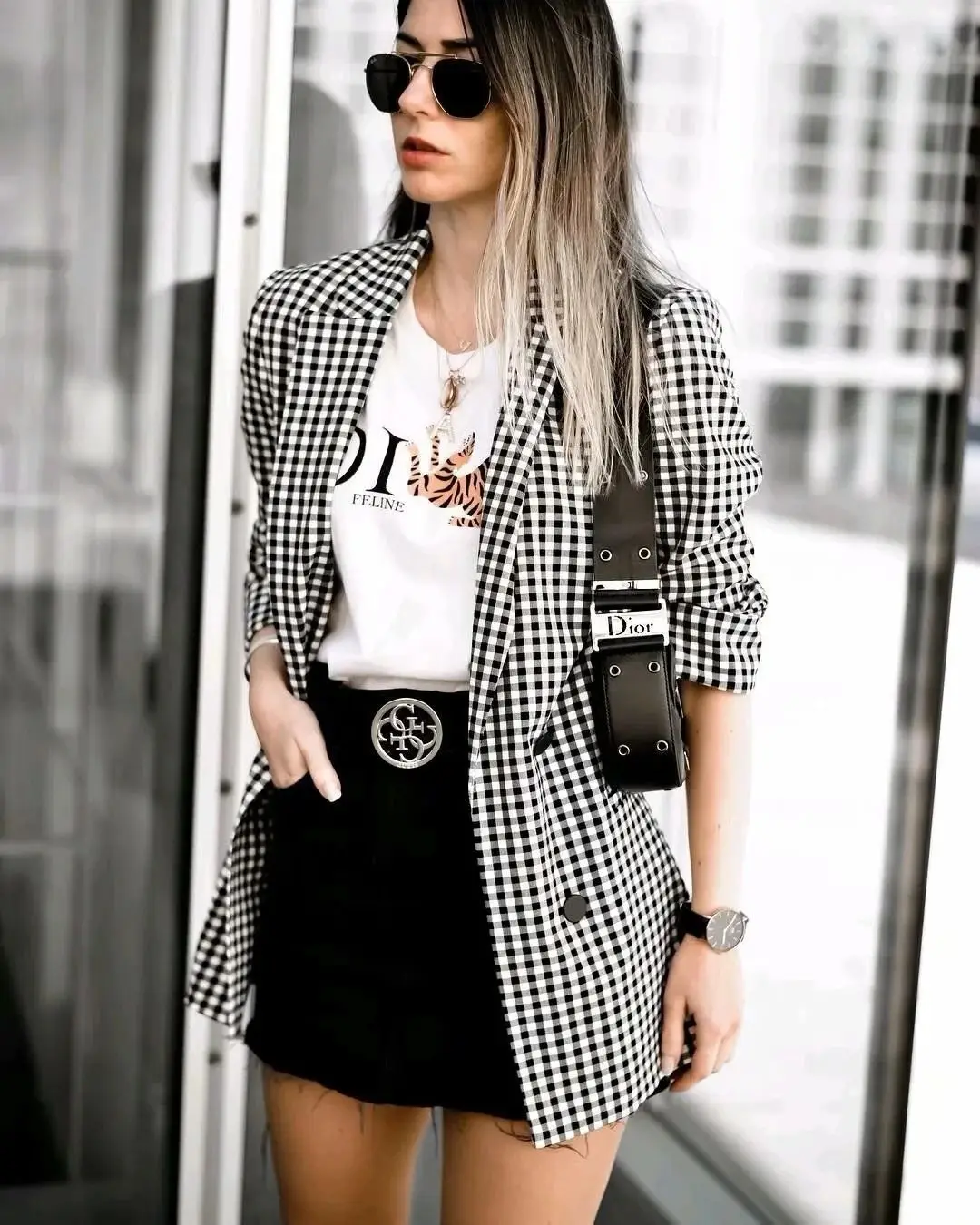 2023 Autumn Women's New Fashion Retro Casual Suit Coat Plaid Breast Versatile Comfortable Loose Fit Mid Length Suit Coat