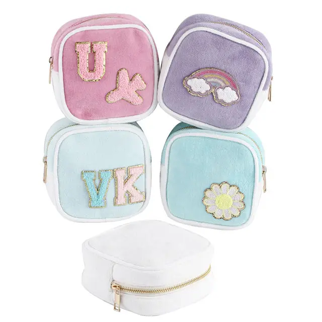 10pcs New Terry Cloth Makeup Bag Travel Cosmetic Bag Candy Colors Makeup Toiletry Pouch Bag  Large Capacity Storage Organizer