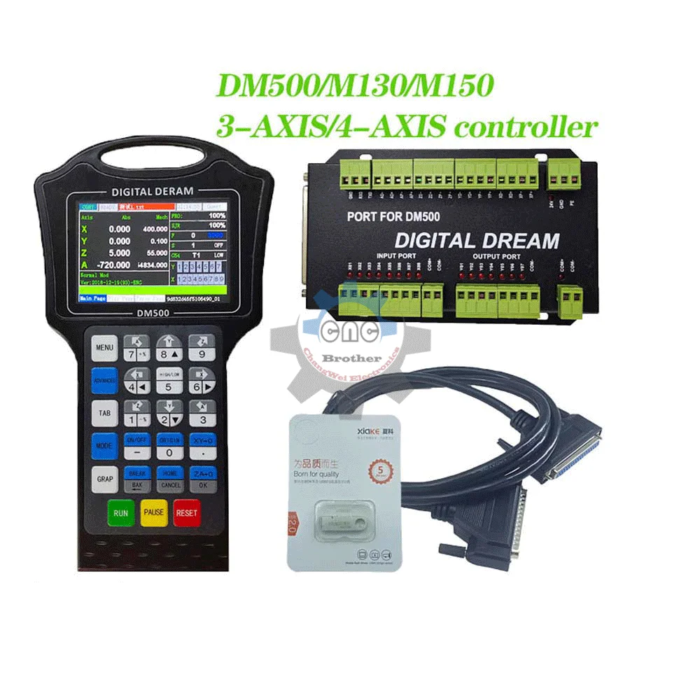 CNC Handle Motion Controller DM500 3/4axis (Optional) M150 500KHz Pulse U-disk Read G-CODE For Stepper Motor CNC Engraving