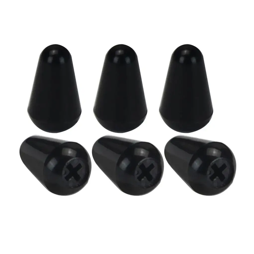 NEW 6pcs Plastic Electric Guitar 5 Way Switch Knobs Tip Cap Buttons ,Black