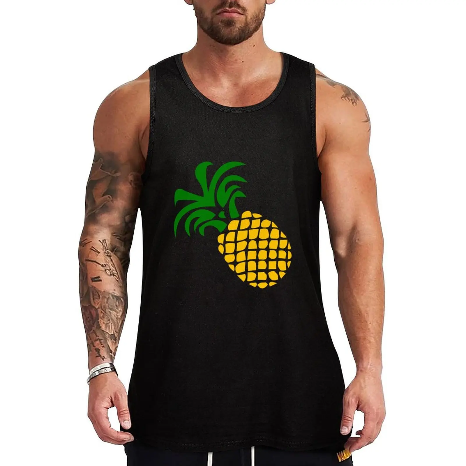 

Pineapple, beige Tank Top gym shirt men Muscle fit bodybuilding for men sleeveless vest men