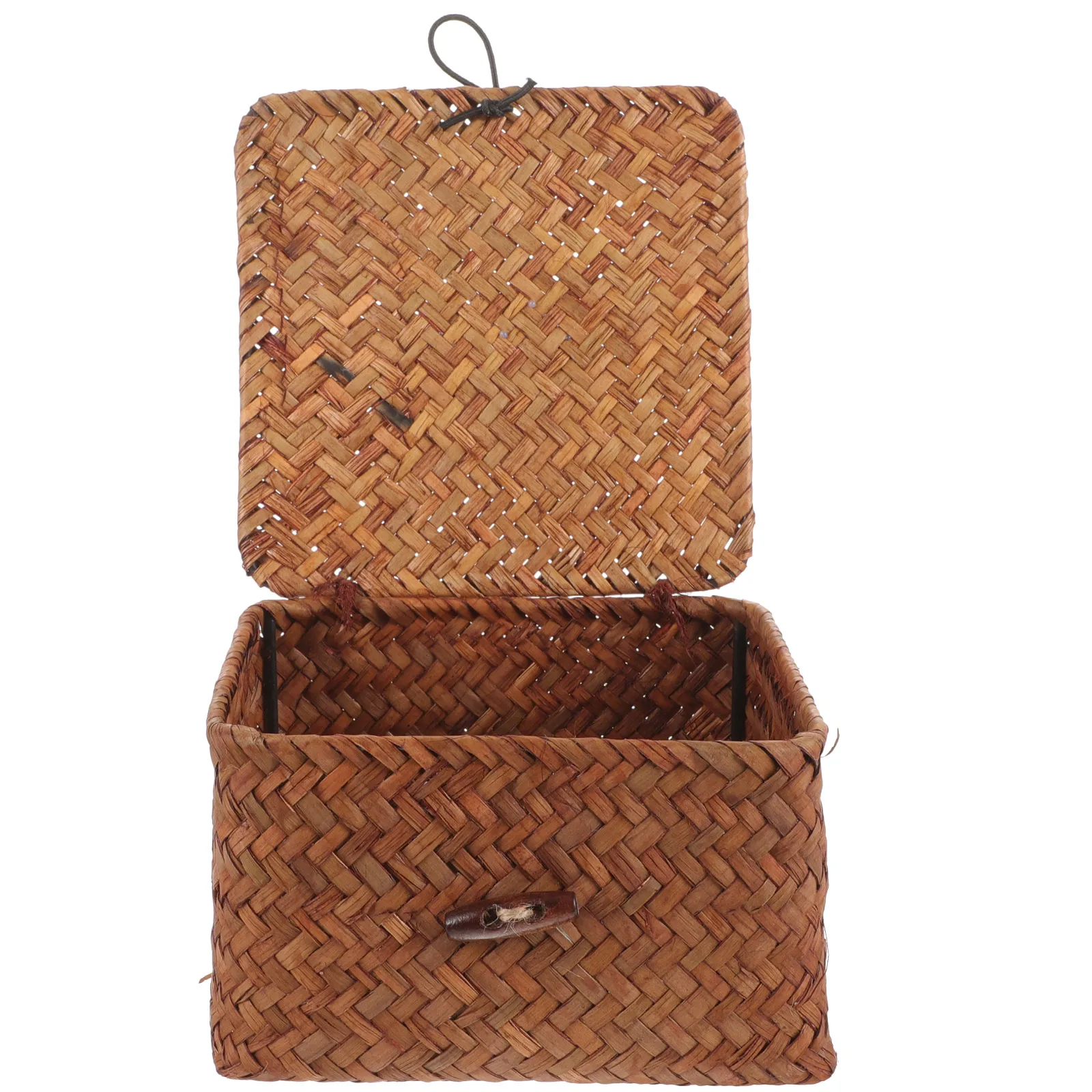 

Seagrass Storage Box Decorative Baskets for Shelves Iron Woven Home ganization DVD CD Book Remote Sock Storage Small Bear Box