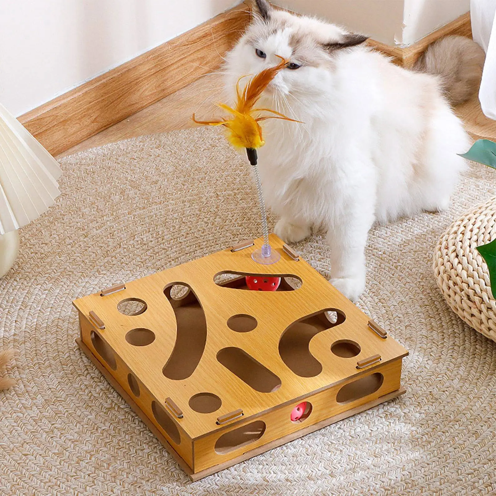 Cat Toy Puzzle Box, Claw Grinding, Interactive, Interesting Cat Game, Teasing Stick and Bell Ball