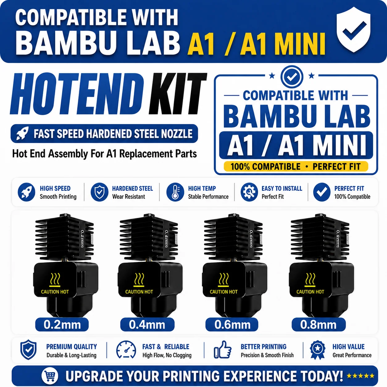 3D Printing Bambu Lab A1 - ชุดฮอตเอนด์สำหรับ Bambu Lab A1/A1 Mini 0.2/0.4/0.6/0.8