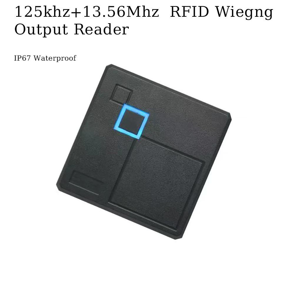 

Двухчастотный 125 кГц + 13,56 МГц RFID считыватель карт Wiegand 26/34 Выход бесконтактный считыватель доступа Управление Slave NFC читатель Водонепроницаемый