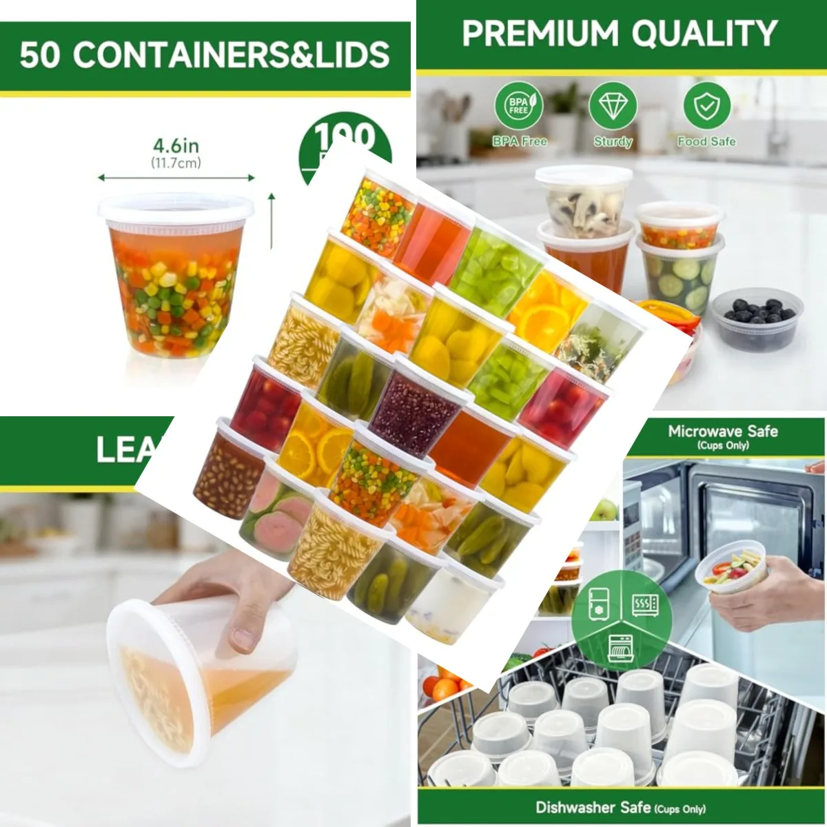 50 Set 24 oz Deli Containers with Lids