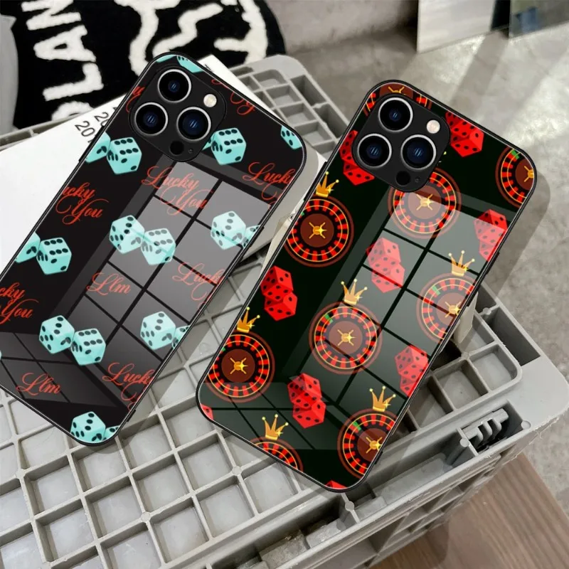 For IPhone 13 Lucky Dice Phone Case Tempered Glass For IPhone 14 13 11 12 Pro 8 7 14 Plus X 13 Pro MAX XR XS MINI SE 2020 Covers