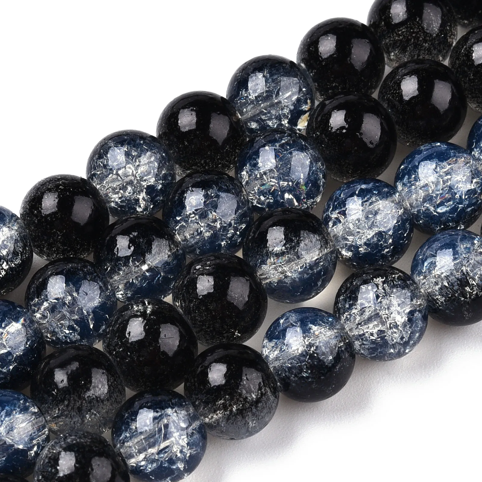 20 Strands 6x5mm Crystal Round Crackle Glass Beads Baking Painted Loose Spacer Beads for Diy Bracelet Necklace Jewelry Making