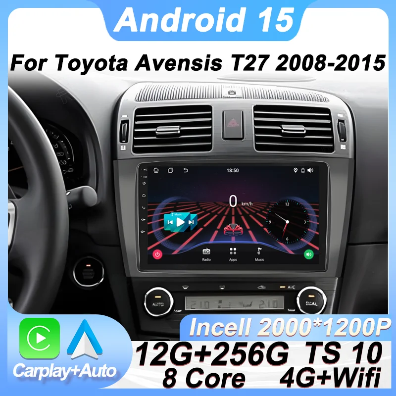 

Car Radio Android 15 For Toyota Avensis T27 2008 - 2015 Bluetooth Car Intelligent Systems Navigation GPS Carplay Auto Screen RDS