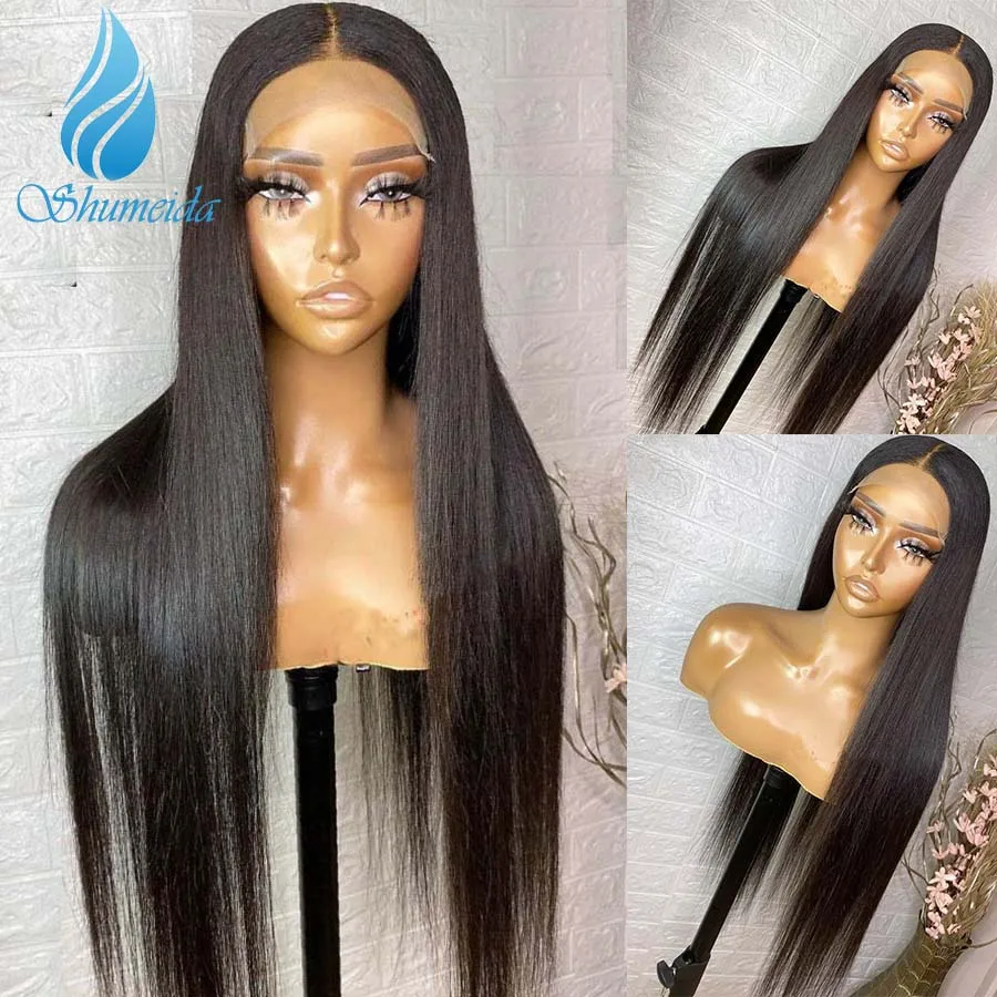 

Shumeida Brazilian Hair 4x4 Lace Closure Wig with Pre- Plucked Hairline Human Hair Small Closure Wigs For Black Women Glueless