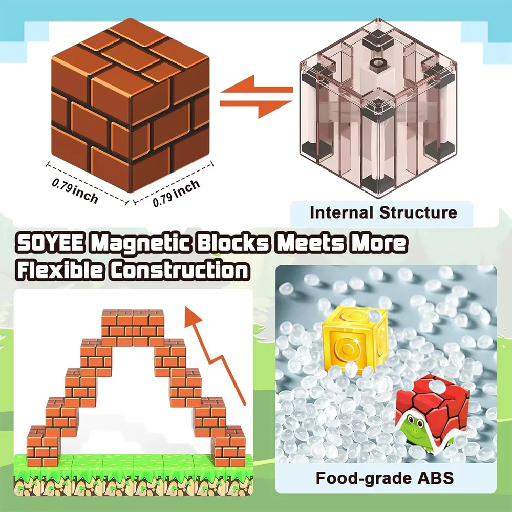 Décennie s de Construction Magnétiques Montessori, 192 Pièces, Ensemble de Cubes à Empiler, Cadeau de Noël