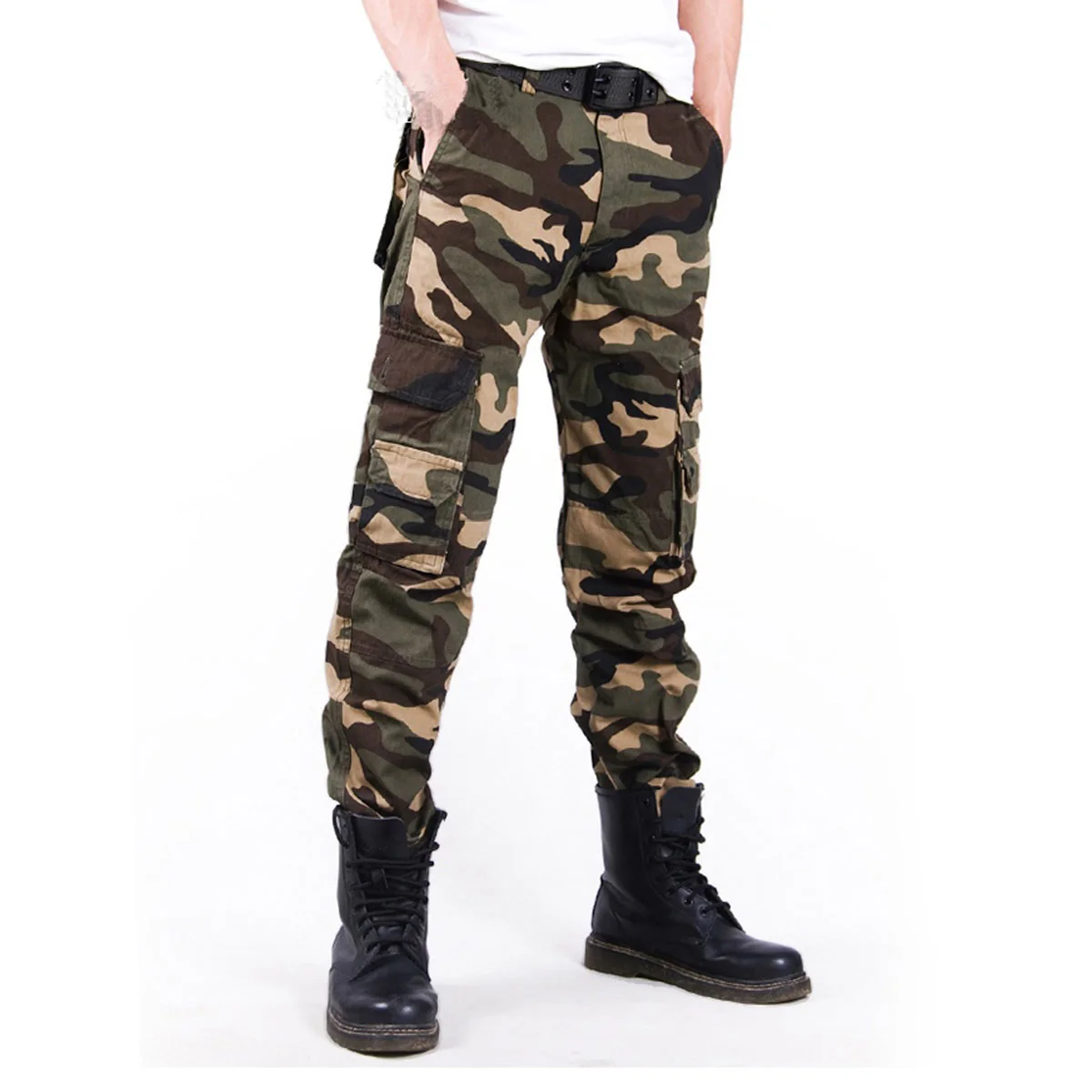 Men's Military Camouflage Cargo Joggers Multi-Pocket Outdoor Casual Army Pencil Trousers Men Clothing