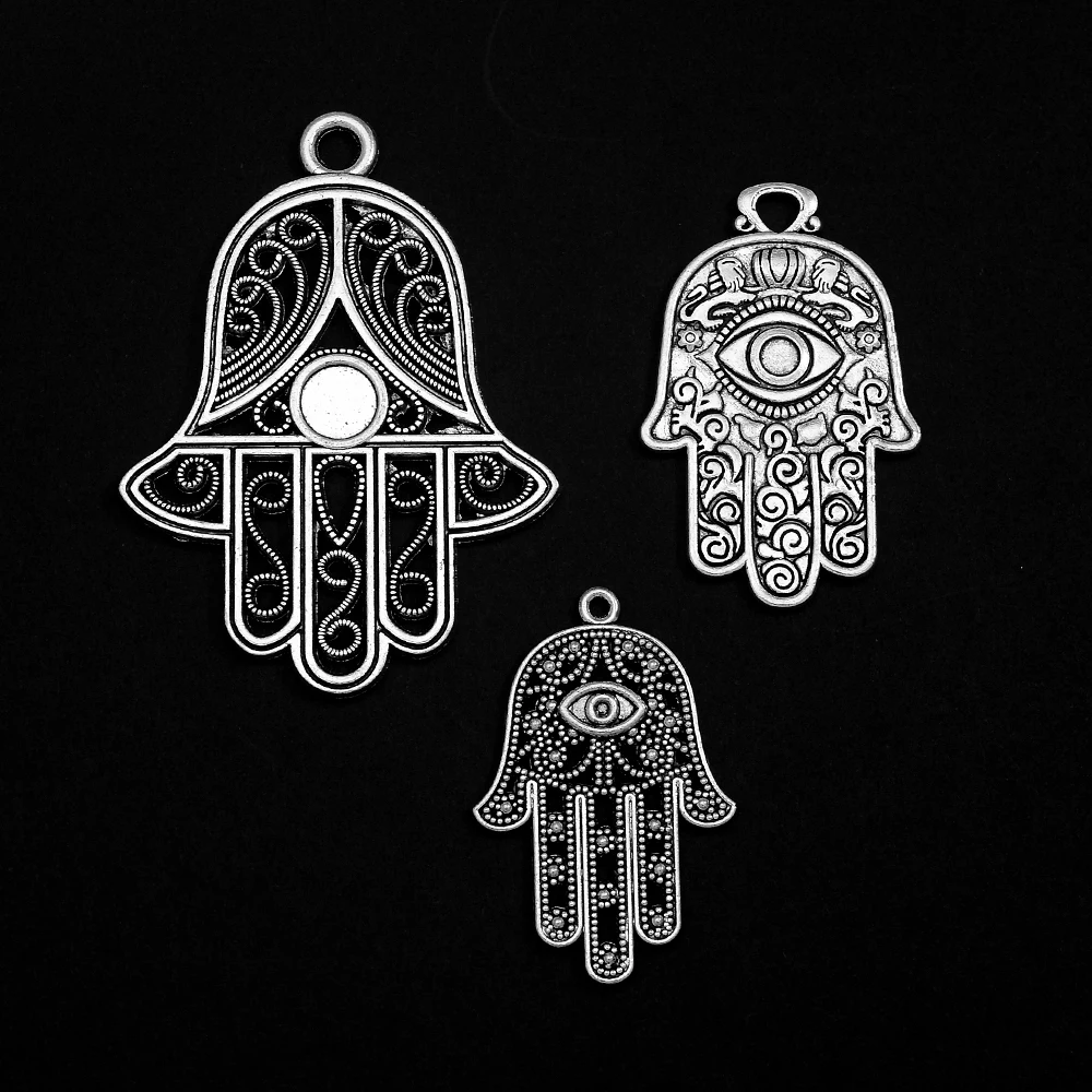 2-50pcs/lot Antique Hamsa Hamasa Charms Hand Of Fatima Pendants For Diy Bracelets Jewelry Making Findings Supplies Accessories