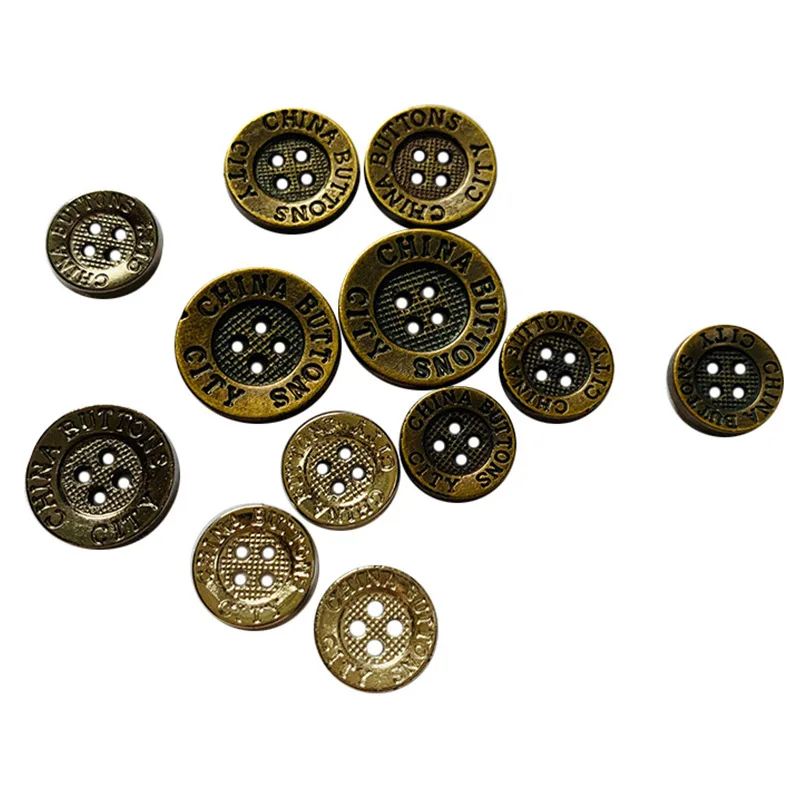 50pcs/lot 15/18/21mm Imitation Metal Vintage Buttons Plastic Resin 4 Hole Shirts Clothes Button DIY Sewing Accessories Wholesale